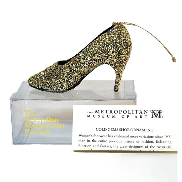 METROPOLITAN MUSEUM OF ART Gold Glittering 50's Shoe Ornament 2010 - Picture 1 of 12
